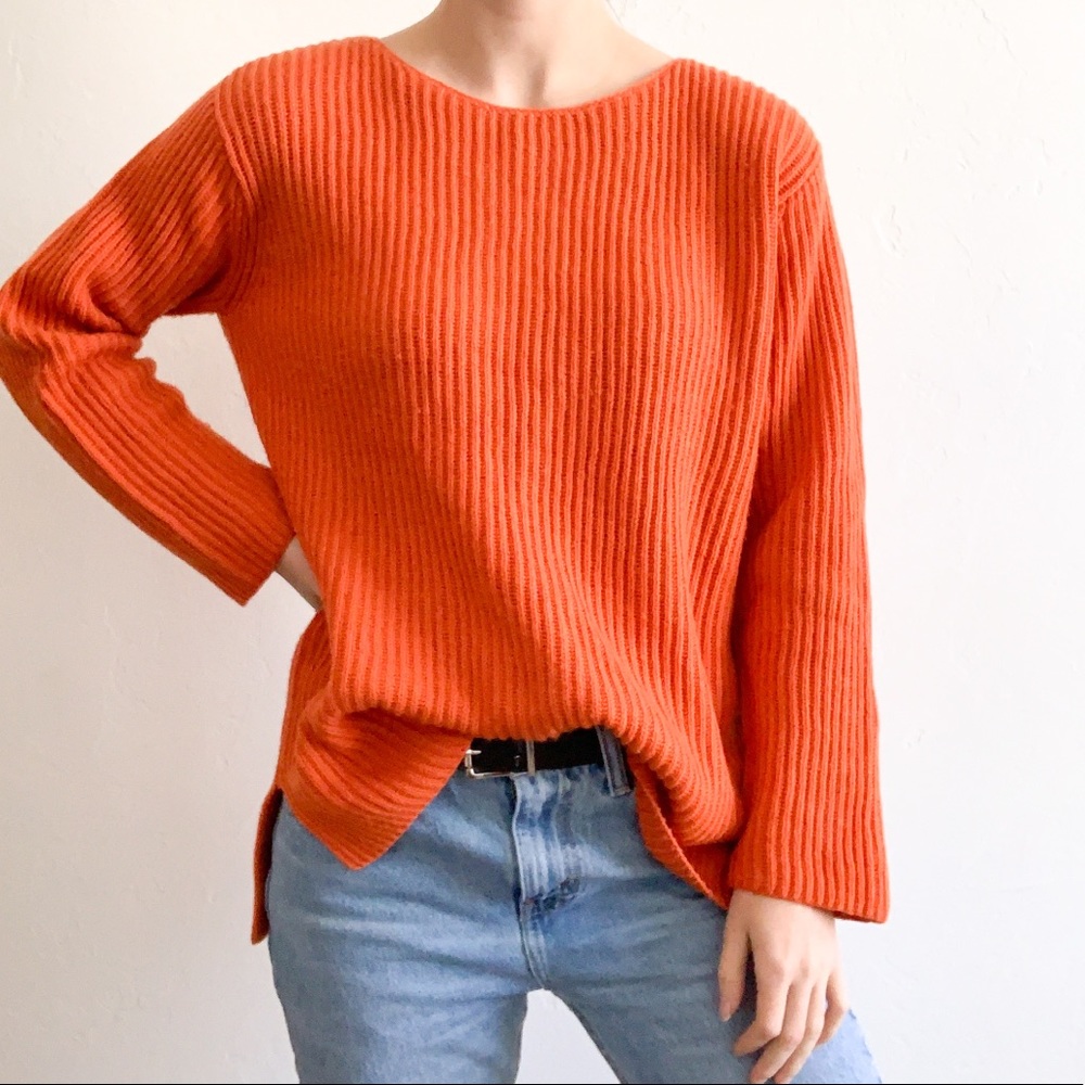 J. Jill Oversized Orange Chunky Knit Sweater - S